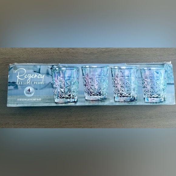 Circleware Regency Radiance Pearl 1.6oz Clear Luster Shot Glass S/4 NEW - Picture 3 of 5